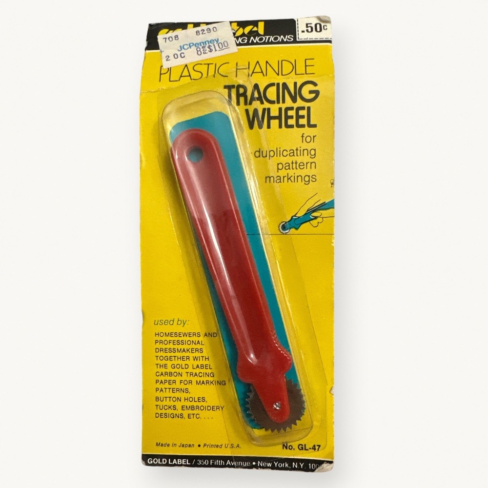 Vintage Gold Label Plastic Handle Tracing Wheel Sewing Notion GL-47 Japan